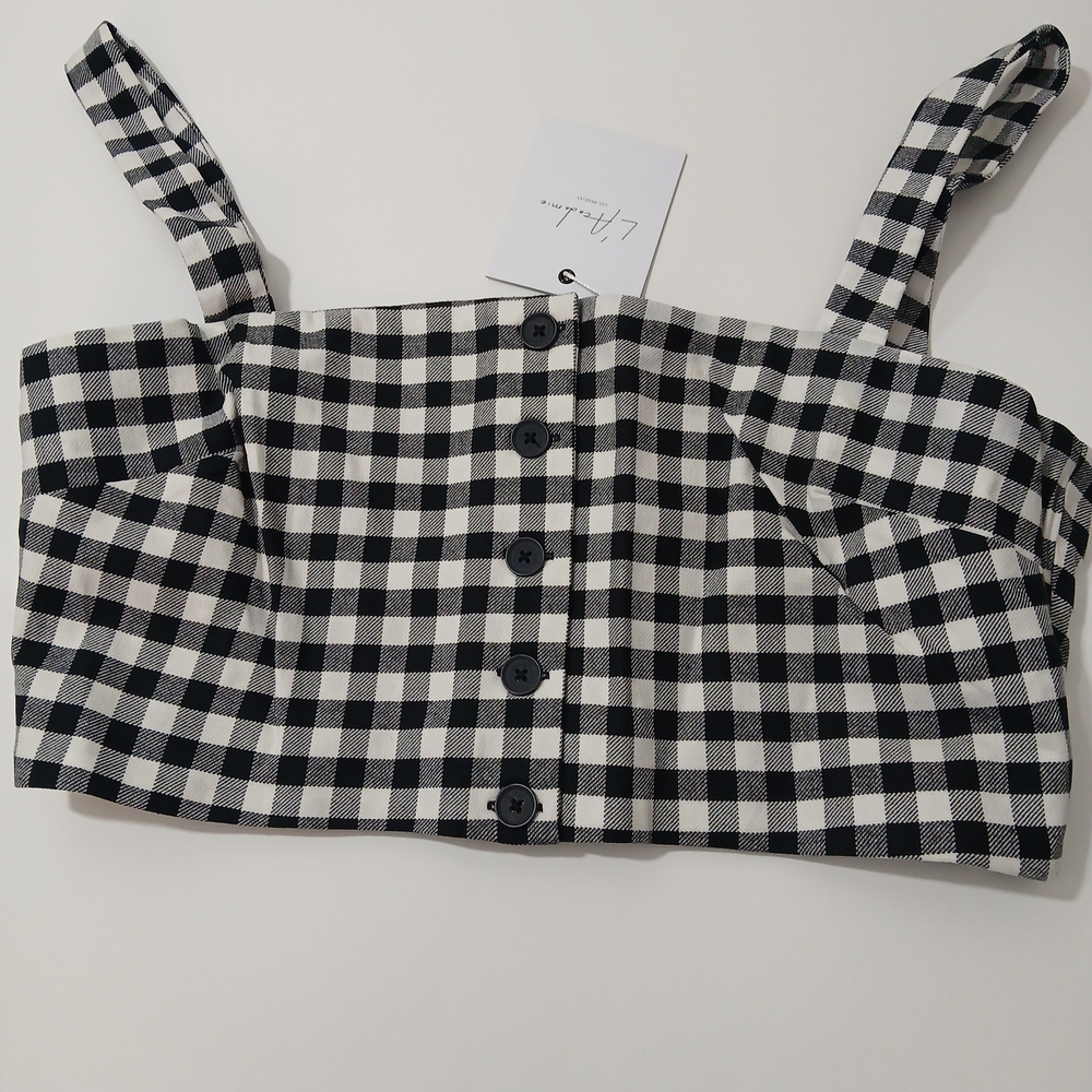 Black and White Checkered Crop Top